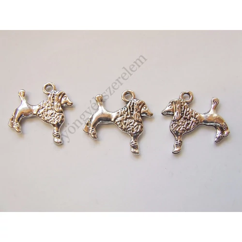 Kutya, kutyus fityegő, medál, antik ezüst színű, 19x19 mm