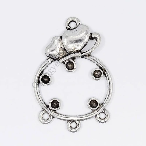 Lepkés összekötő, fülbevalóalap, medálalap, antik ezüst színű, 34x23 mm