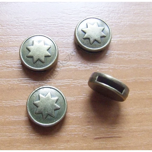 Csillagos korong köztes, antik bronz színű, 17x6 mm