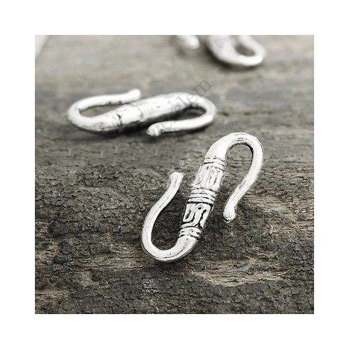 S alakú összekötő, kapocs, kapcsoló elem, antik ezüst színű, 22x12 mm