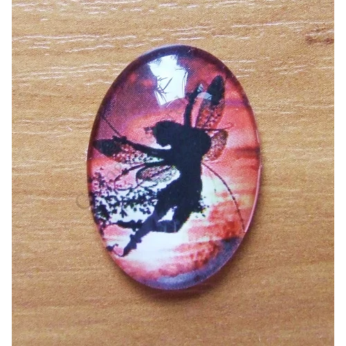 Tündér mintás üveglencse, kaboson, 25x18 mm