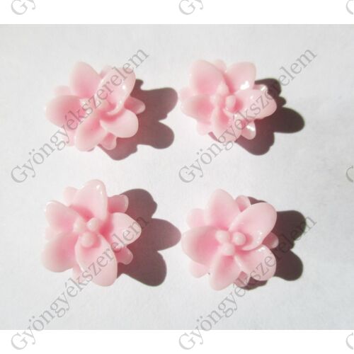 Műgyanta virág kaboson, rózsaszín, 13x4 mm