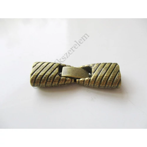 Kapocs, bőrhöz, antik bronz színű, 32x10 mm