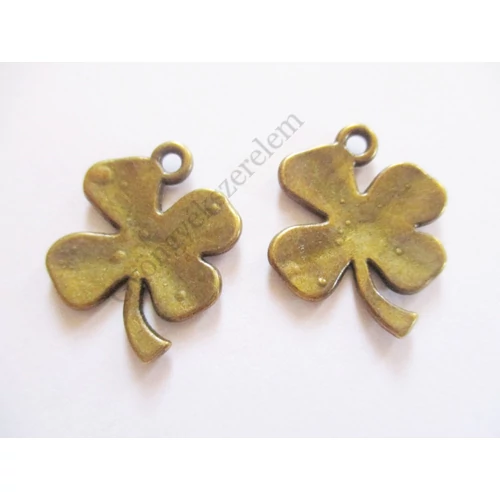 Lóhere, szerencse fityegő, medál, antik bronz színű, 23x19 mm