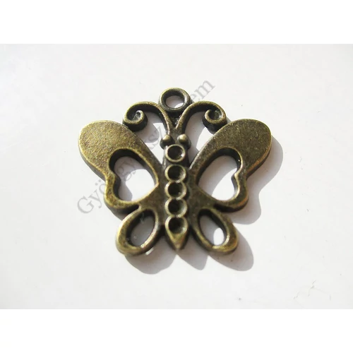 Lepke, pillangó fityegő, medál, antik bronz színű, 24x22 mm