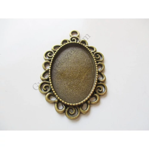 Ovális medálalap, antik bronz színű, 47x30 mm, 30x20 mm-es lencséhez