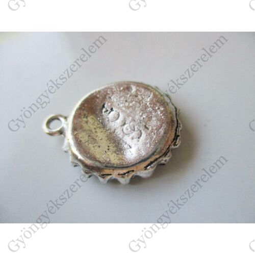 Kerek, Cocoa feliratos kupak fityegő, medál, antik ezüst színű, 20x16 mm