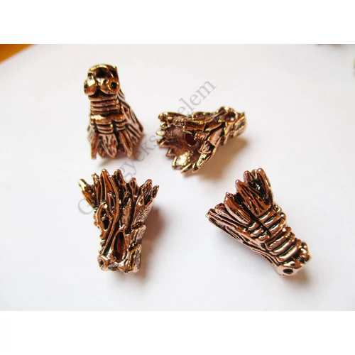 Sárkány fej köztes gyöngy, gyöngykupak, végzáró, vörösréz színű, 16x13x11 mm