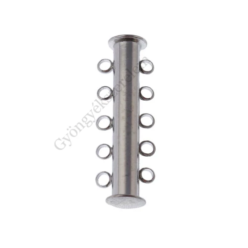 Mágneskapocs, csőkapocs, 5 soros, antik ezüst színű, 29 mm