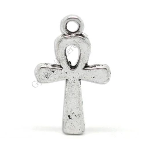 Ankh kereszt fityegő, medál, antik ezüst színű, 22x14 mm