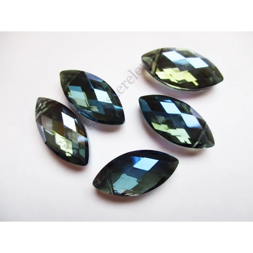 Kék csiszolt rizs üveg gyöngy, 25x12x7 mm