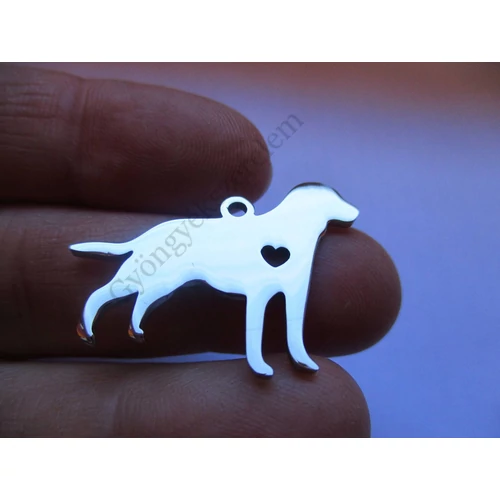 Kutya, kutyus, labrador, retriever fityegő, medál, rozsdamentes acél, antik ezüst színű, 30x24 mm