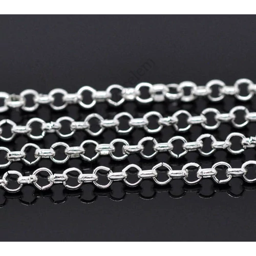 Lánc, kerek szemű, ezüst színű, 3 mm szemméret, 50 cm