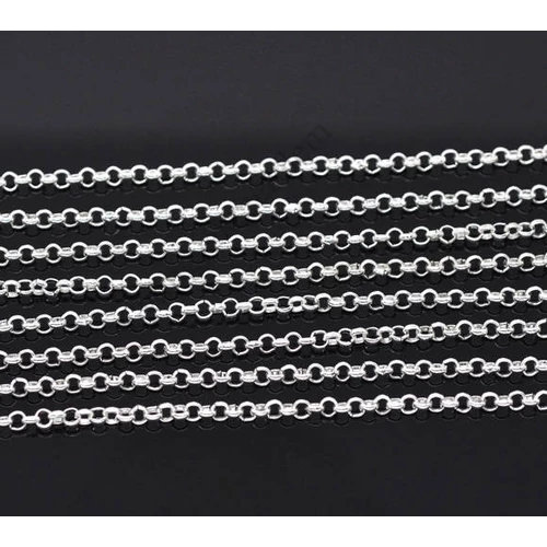 Lánc, kerek szemű, ezüst színű, 2,5 mm szemméret, 50 cm