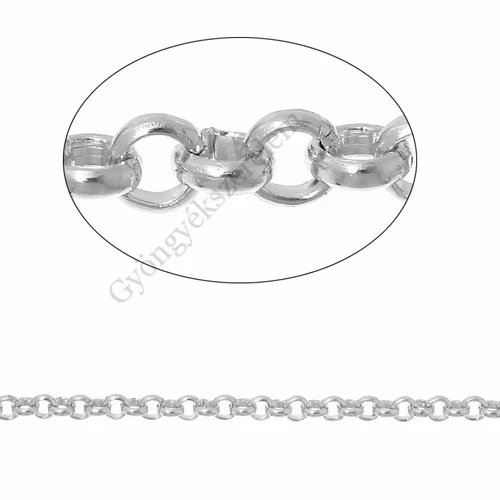 Lánc, kerek szemű, antik ezüst színű, 6 mm szemméret, 50 cm