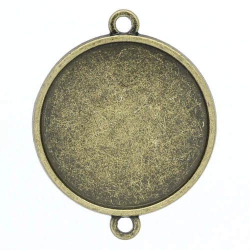 Kerek medálalap, összekötő, antik bronz színű, 35x28 mm, 25 mm-es lencséhez