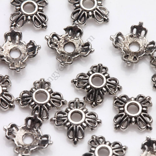 Díszes gyöngykupak, antik ezüst színű, 6 mm