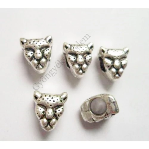 Párduc köztes, antik ezüst színű, 9x11x7 mm
