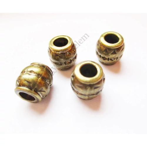 Mintás hordó köztes, antik bronz színű, 8x8 mm