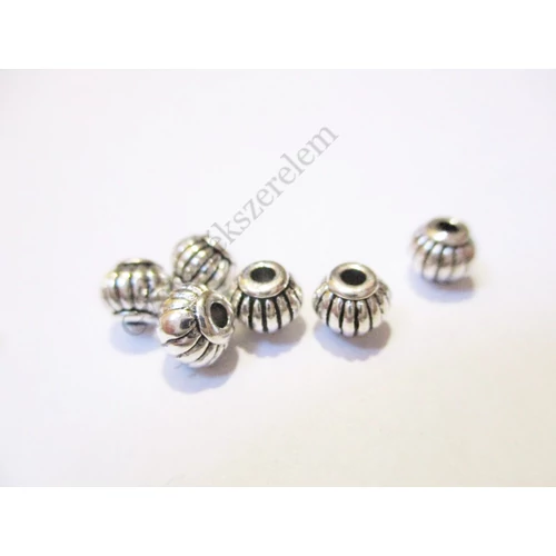 Csíkos köztes, antik ezüst színű, 5x4 mm