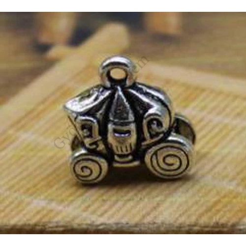 Hintó, kocsi, tökhintó fityegő, medál, antik ezüst színű, 15x14x6 mm