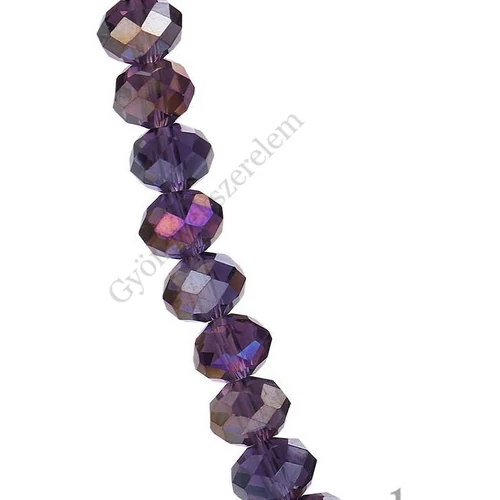 Lila AB csiszolt üveg gyöngy, fánk, abakusz, 4x3 mm