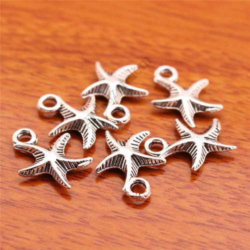 Tengeri csillag fityegő, medál, antik ezüst színű, 17x13 mm