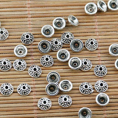 Díszes gyöngykupak, antik ezüst színű, 6 mm