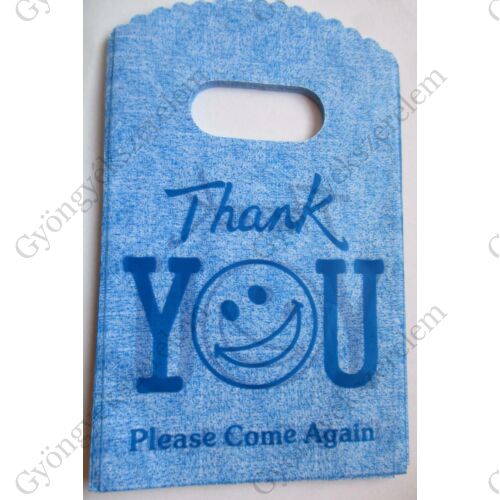 Feliratos, kék műanyag kis tasak, táska, ajándék zacskó, 14,5x9 cm