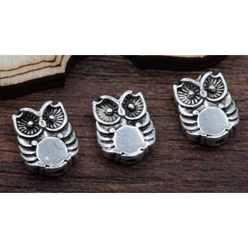 Bagoly köztes, antik ezüst színű, 10x8 mm