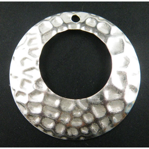 Mintás, kerek összekötő, fülbevalóalap, medálalap, fityegő, medál, ezüst színű, 30 mm
