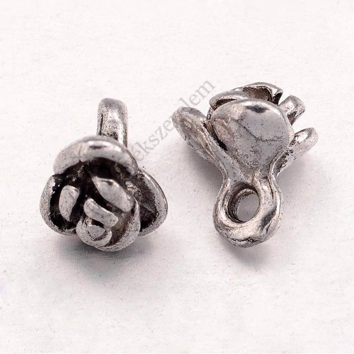 Virág fityegő, medál, antik ezüst, 8x7x6 mm