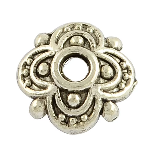 Mintás gyöngykupak, antik ezüst színű, 8 mm
