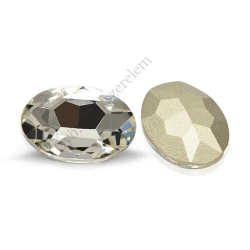 Kristály ovális csiszolt üveglencse, kaboson, 25x18 mm