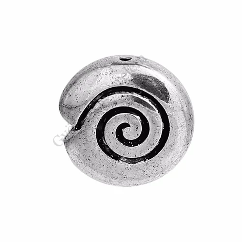 Csigavonalas köztes, antik ezüst színű, 15x6 mm