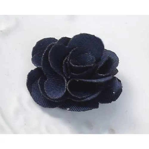Fekete textil virág dísz, 20 mm
