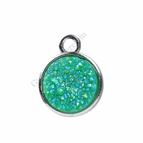 Türkiz AB műgyanta kaboson, fityegő, medál, 18x14 mm