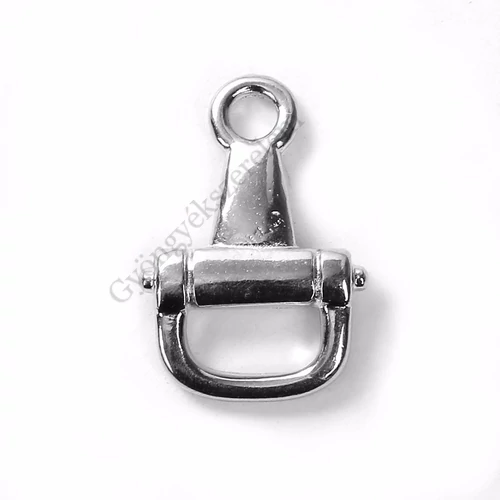Ló, paci zabla fityegő, medál, antik ezüst színű, 22x15 mm