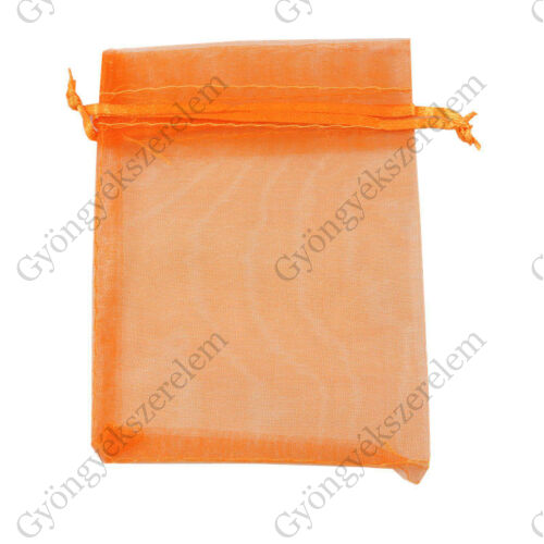 Narancssárga organza tasak, zacskó, 10x8 cm