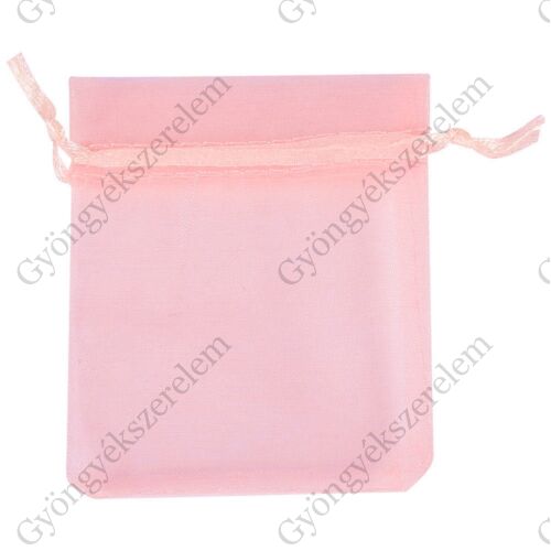 Rózsaszín organza tasak, ajándék zacskó, 12x9 cm