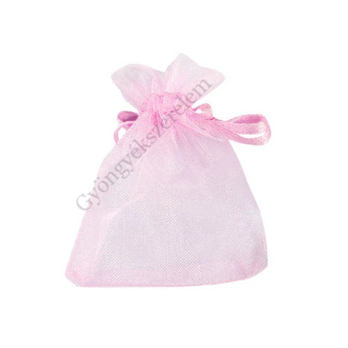 Rózsaszín organza ajándék tasak, zacskó,  12x10 mm