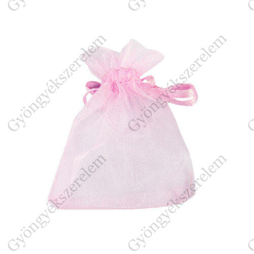 Rózsaszín organza ajándék tasak, zacskó,  12x10 mm