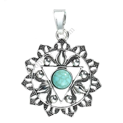 Csakra, chakra medál fityegő, medál, antik ezüst színű, 65x50 mm