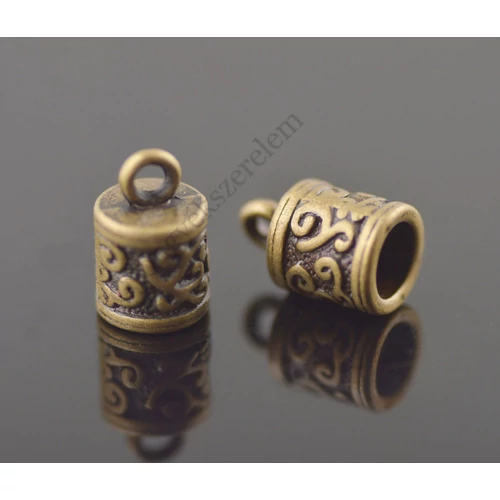Díszes végzáró, bőrvég, bojt kupak, antik bronz színű, 13x8 mm