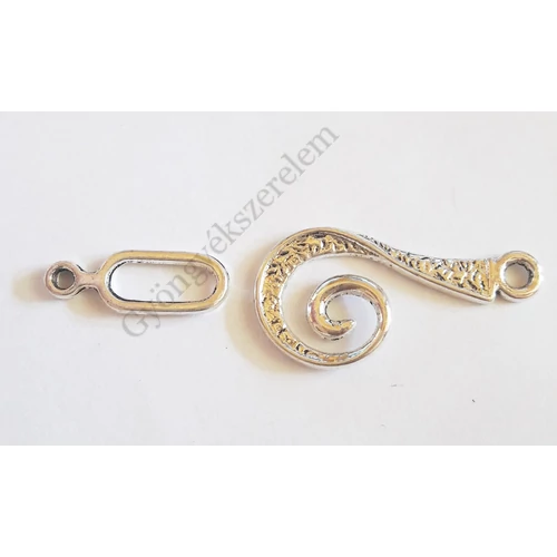 Kapocs, antik ezüst színű, 26x13 mm+16x5 mm