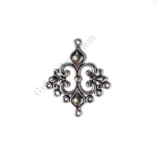 Díszes összekötő, antik ezüst színű, 35x30 mm