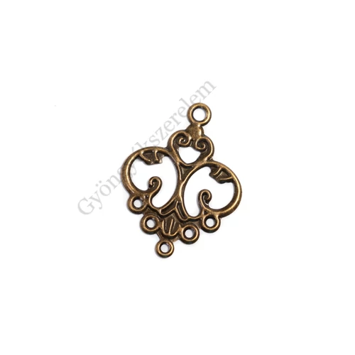 Vékony összekötő, fülbevalóalap, medálalap, antik bronz színű, 32x24 mm
