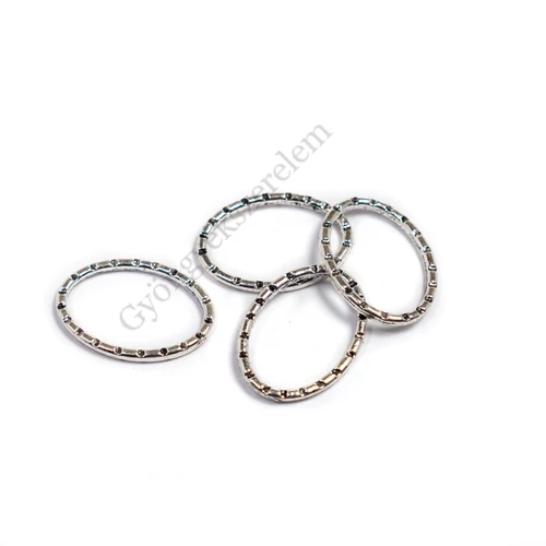 Mintás ovális összekötő, antik ezüst színű, 20x15 mm