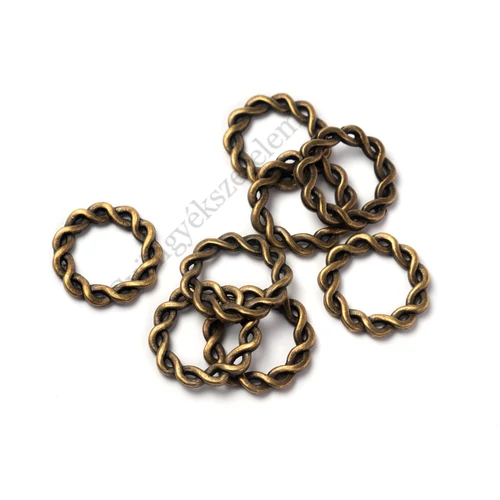 Csavart karika összekötő, fityegő, medál, antik bronz színű, 22 mm