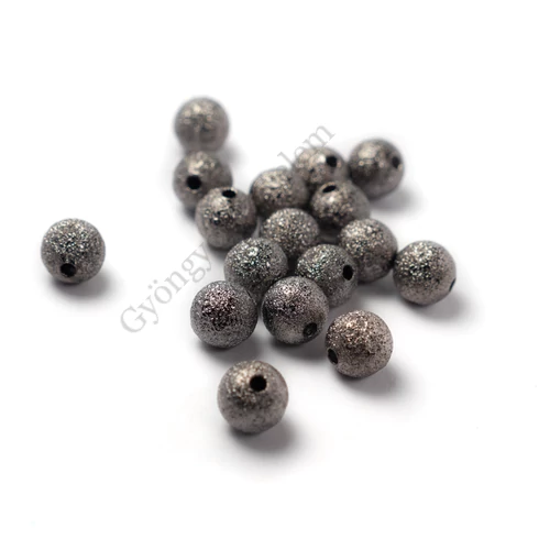 Csillagporos köztes, gyöngy, hematit fekete színű, 8 mm